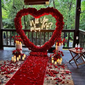 Panel de arco de flor de corazón táctil real para boda, telón de fondo de arco de flor de corazón de rosa, decoración de seda - Product Image 1