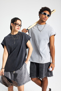 T-Shirt Unisex 100% Cotone Oversize Effetto Vintage Streetwear Casual Design Semplice Tinta Unita in Taglie <span class=keywords><strong>M</strong></span>/<span class=keywords><strong>L</strong></span>/XL/XXL/Oversize 275G - Product Image 4