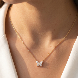 Collana con Pendente in Moissanite, Argento Sterling 925, Placcato Oro 14K, Placcato Rodio, Forma a Cuore, Farfalla, <span class=keywords><strong>Solitario</strong></span>, Colore D, VVS, per Donna - Product Image 6