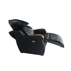 Fauteuil de lavage et de coiffure professionnel électrique réglable avec repose-pieds et bac à shampoing pour salon de coiffure et barbier - Product Image 1