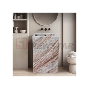 Newstar luxe Calacatta évier en marbre <span class=keywords><strong>blanc</strong></span> moderne en pierre naturelle évier en marbre lavabo de salle de bain sur pied - Product Image 5