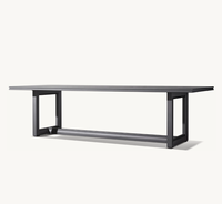Ensemble de salle à manger COSTA moderne tout temps, patio, jardin, hôtel, meubles en métal fabriqués à la main, table à manger rectangulaire en aluminium
