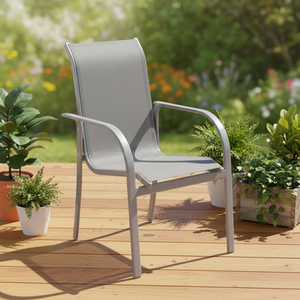 Leisure Modern Aluminum Dining Chair Sling Stacking <b>Garden</b> <b>Set</b> Outdoor Park Courtyard Gym Farmhouse Hall Use - Product Image 2