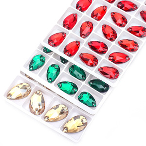 VC gros haute brillant larme dos plat coudre sur strass en vrac verre cristal pierres pour robe sacs chaussures vêtement décoration - Product Image 2