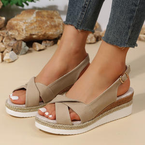 NOVEDAD DE VERANO 2025, sandalias de plataforma de cuña elásticas con punta abierta para mujer de talla grande, triangulación de envíos - Product Image 1
