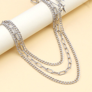 โซ่คาดเอวโลหะหลายชั้นทันสมัยพร้อมจี้รูปดาวสำหรับแฟชั่นฮิปฮอปพังก์สวมใส่ทุกวันวัสดุโลหะผสมสังกะสี - Product Image 3