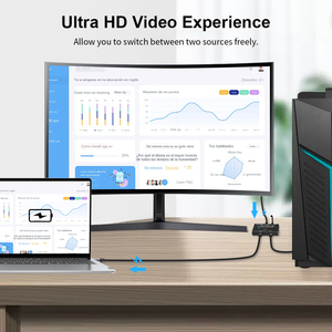 JustLink 2 vías 8K USB C <span class=keywords><strong>KVM</strong></span> <span class=keywords><strong>Switch</strong></span> 4K 120Hz PD 100W 10Gbps Transferencia de datos 8K 30Hz USB 3,1 Tipo C Cable divisor Aleación de aluminio - Product Image 6