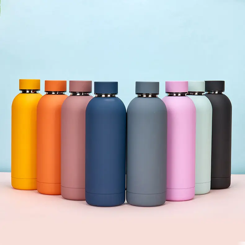 Custom logo 500/750ml/1000ml Rubber Paint Double Wall Insulated Drink Bottle Vacuum Sports Stainless Steel Water Bottle