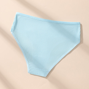 Tangas de algodón acanalado de cintura alta para <span class=keywords><strong>mujer</strong></span>, talla grande, sexy, de punto liso, estilo bestseller transfronterizo - Product Image 4
