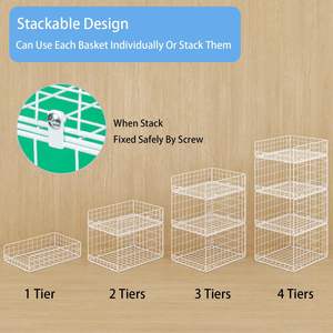 للبيع بالجملة 4 طبقات خزانة فولاذية قابلة للتكديس مع 4 عبوات منظمين وأرفف حديدية لخزانة الملابس وتخزين الطعام - Product Image 4