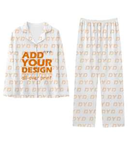 Custom Printed Milk Silk Long Sleeve <strong>Pajamas</strong> For Women Wholesale Button-Down Sleepwear Set Elastic Waist 2 PCS Femme Pyjama - Product Image 2