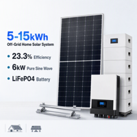 Système solaire hors réseau 5-15 kWh 4 kW 6 kW, panneau solaire domestique, batterie lithium-ion, onduleur, kit tout-en-un, onde sinusoïdale pure