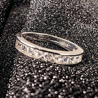 Bague Éternité en Argent Sterling 925 avec Moissanite VVS Radiant GRA pour Femme et Homme, Idéale pour Mariage et Anniversaire