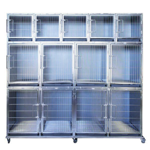 Perrera de acero inoxidable para perros, jaulas pequeñas para mascotas con Hospital para mascotas - Product Image 3