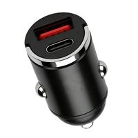 Produk Terlaris QC3.0 PD Dual Ports Pengisian Cepat Desain Cincin Tarik Ukuran Mini Pengisi Daya Mobil untuk Ponsel Tablet Kamera