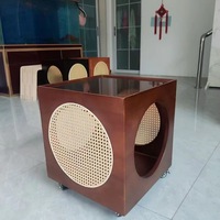 Table basse moderne en bois massif, table à thé mobile en forme de cube, vente en gros, nouveau design, table d'appoint pour salon et chambre, mobilier
