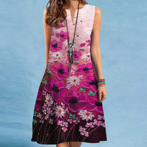 INS Style Printed Lady Sundress Loose Pocketed Summer Sleeveless African Women <b>Plus</b> <b>Size</b> Casual Dress - Product Image 3