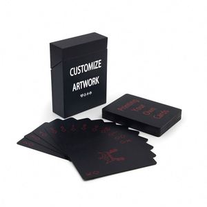 Nuevas cartas de juego personalizadas, lisas, impermeables, negras, duraderas, para póker y juegos de mesa - Product Image 2