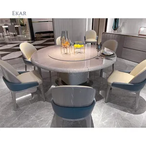 Table à manger ronde en acier cristal-Élégance moderne pour votre maison