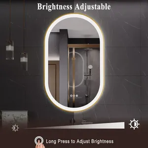 Espejo LED para baño Espejo de tocador de 20*36 pulgadas con luces Espejo de baño ovalado antivaho 3 colores y pared regulable continua - Product Image 5