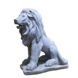 Escultura de León Sentado de Mármol Hecha a Mano para Decoración de Jardín, Estatua de León de Piedra - Product Image 1