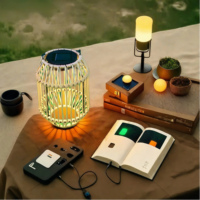 Boho osier LED lanterne solaire IP65 note extérieur tissé bougie lampe pour jardin Patio cour porche Gazebo pelouse décor ROHS certifié