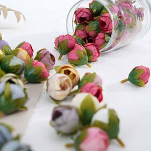 Bouquets de roses artificielles Monet Garden, fleurs en soie plastique, décoration de mariage, décoration de la maison, fournitures de bricolage, petites têtes de bourgeons multicolores - Product Image 4