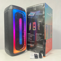 Système audio portable à double haut-parleur de 8 pouces en plastique, écran d'affichage, batterie, LED RGB, micro sans fil, BT/USB/AUX/RCA/XLR/TF 10W
