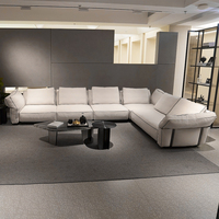 Canapé modulaire en tissu lin haut de gamme, canapé droit avec base en acier inoxydable pour la décoration intérieure moderne