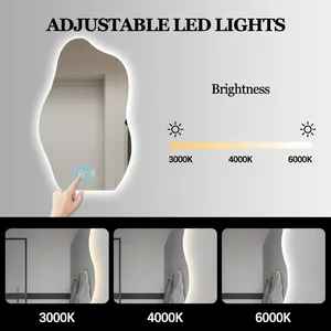 Irregular Shape Waterproof Customized Touch Screen Led Defogger Bathroom Mirror