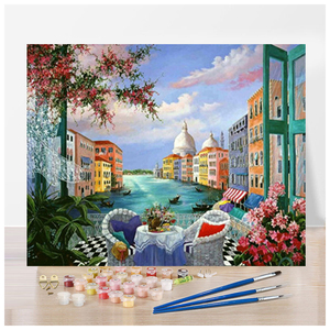 Pintura artesanal por números pintura al por mayor pintura por <span class=keywords><strong>foto</strong></span> numerada paisaje personalizado paisaje marino para adultos Kits - Product Image 1