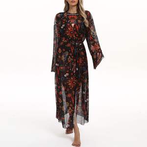 2025新デザイン女性ビーチウェアドレスとロングマキシ着物ローブ着物ロシア夏の日焼け止めメッシュカジュアルカバーアップ - Product Image 4