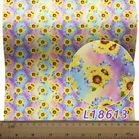 Tissu Pu en tournesol frais personnalisé, cuir pour bricolage, 136Cm x 30Cm, 1 pièce