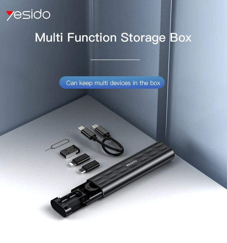 YESIDO Multi Function Storage Box 6 in 1 design Usb Data Cable For Mobile Phone