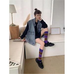 เสื้อกั๊กยีนส์ยาวปานกลางสำหรับผู้หญิง, ใหม่เสื้อแจ็คเก็ตดีไซน์อเนกประสงค์สูทสองชิ้นสำหรับสาวอ้วนฤดูใบไม้ผลิฤดูใบไม้ร่วง - Product Image 6