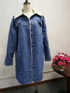 ファッション女性冬ラムベルベットコート厚いデニムフリーストレンチコート - Product Image 6