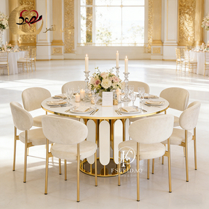 Mesa de Comedor Redonda Moderna de Acero Inoxidable Dorado para Bodas y Eventos, para 6 Personas - Product Image 5