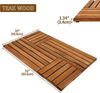 Nouveau design grand tapis de bain antidérapant en teck pour salle de bain tapis de douche en bois robuste avec spa de luxe tapis de bain en teck de taille personnalisée