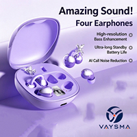 2 Pasang Earbud Nirkabel dengan Layar LED Digital, Model Jepit dan Dalam Telinga, Gaya Pakai Ganda, Headphone Nirkabel