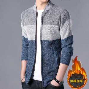 <b>Men</b> <b>Sweater</b> Knit Autumn and Winter Plus Velvet Thick Casual Stand Collar Fashion Urban <b>Cardigan</b> J0025 - Product Image 6