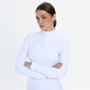 Chemise de spectacle blanche pour femmes équitation hauts à manches longues LOGO personnalisé vêtements équestres avec boutons - Product Image 4