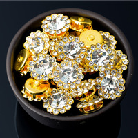 Strass en verre OEM 10/12/14mm ronds, motif tournesol double couche, à coudre avec griffes, pour vêtements, bricolage, jouets, poupées