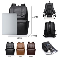 Tas Ransel Kulit PU Vintage untuk Pria Kapasitas Besar 15.6 Inch Tas Laptop Kasual Tas Perjalanan
