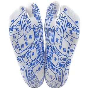 Inglés Único Imprimir Reflexología Acupresión Gráficos Masaje Calcetines Hombres Unisex <span class=keywords><strong>Pie</strong></span> Masaje Calcetín - Product Image 1