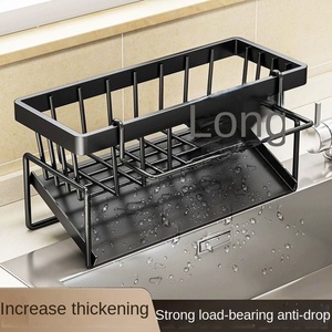 Kitchen Draining <strong>Rack</strong> for Sink Storage Sustainable <strong>Plastic</strong> Dinnerware Holder Multifunction Design Simple Modern Style Grey Space - Product Image 5