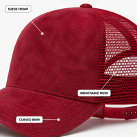 Casquette de baseball trucker personnalisée en daim avec dos en maille, 6 panneaux, snapback, visière incurvée, réglable, unisexe, vente en gros, OEM, faible MOQ