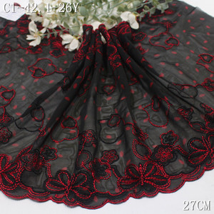 Passamaneria in pizzo ricamato a farfalla <span class=keywords><strong>con</strong></span> pois, 27 cm, in tulle morbido stampato, nylon spandex elasticizzato, ricamo nero, tessuto in pizzo per reggiseno - Product Image 6