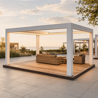 Pergola motorisée 20x20, pergola rétractable en aluminium, éclairage solaire LED extérieur, bâtiments de jardin
