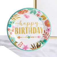 Assiettes en papier jetables modernes pour les fêtes d'anniversaire des enfants, pique-niques, vaisselle de gâteau, impression UV - Table de dessert de haute qualité