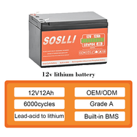Batterie au lithium solaire 12V 6Ah 15Ah 17Ah 18Ah 22Ah 24Ah 38Ah 50Ah 70Ah 90Ah Batterie UPS Batterie Lifepo4 12V 20Ah Batterie au lithium